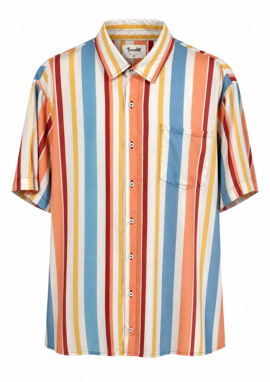 Boozelele Under The Palmtrees Striped Short Sleeve Button Down Shirt 4XL